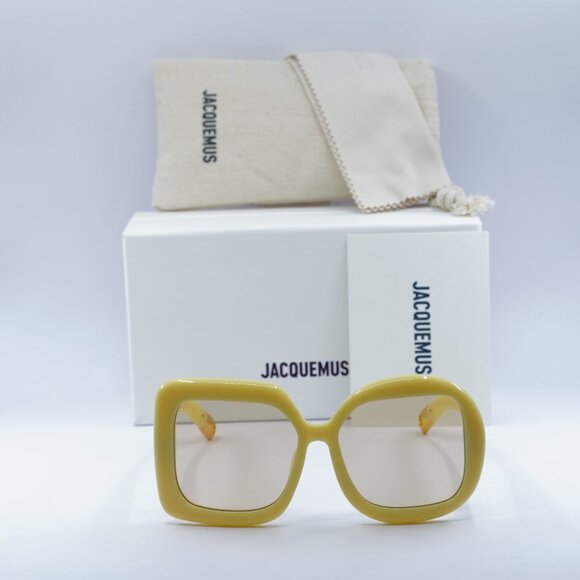 Jacquemus CARRE ROND JAC/10 C3 Geometric Sunglasses - Yellow - Picture 3 of 12
